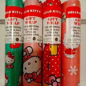 Hello kitty x Christmas Wrapping paper 4 rolls 50 sqft each BNIP